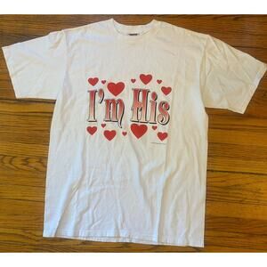 Vintage 80s I’m His Heavy Weight T Shirt Hearts Women’s Oversized XL